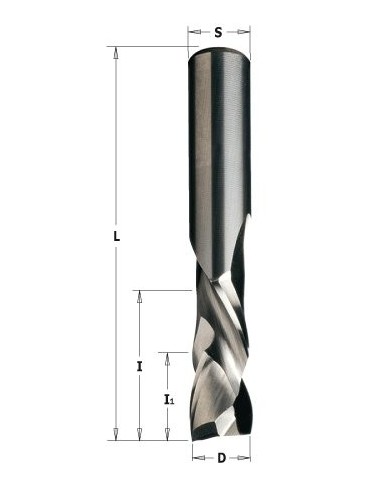 190.FREZ VHM D°9,52 I°28,6 L°76,2 S°9,5, Z°2+2 RH I1°7 FREZY SPIRALNE WYKAŃCZAJĄCE POZYTYW I NEGATYW