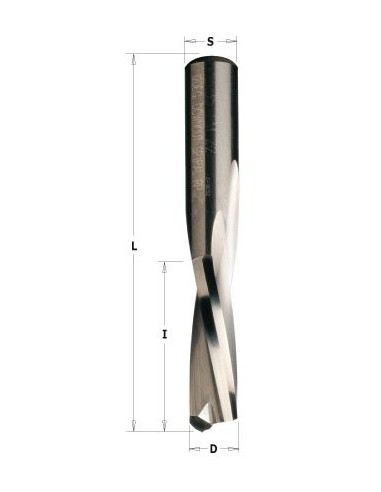 FREZ SPI. D°4 I°15 L°50 S°4, Z°2 OBR. WYK. - WIÓR W DÓŁ FREZY SPIRALNE WYKAŃCZAJĄCE Z2 NEGATYW