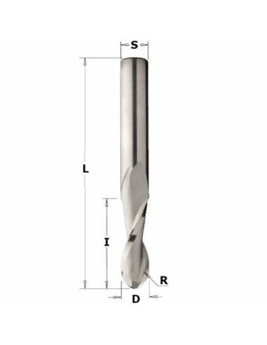 FREZ D°6,35 I°25,4 S°6,35, Z°2 HWM L°63,5 R°3,18 FREZY SPIRALNE WYKAŃCZAJĄCE KULISTE