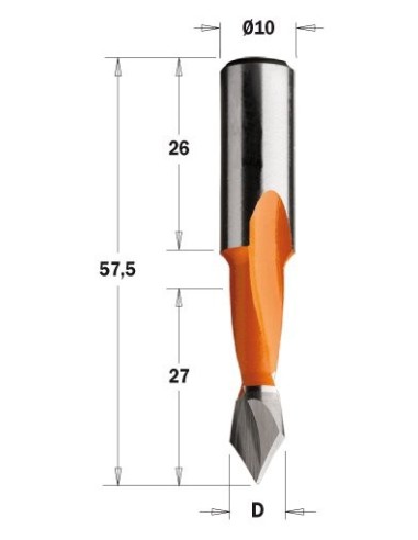 WIERTŁO HW P D°10, I°27 L°57,5 S°10X26 LH 313 WIERTŁA PRZELOTOWE KRÓTKIE S°10X26