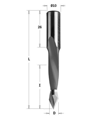 WIERTŁO HW P D°6,35, I°35 L°70 S°10X26 RH 314 WIERTŁA PRZELOTOWE DŁUGIE S°10X26 L°70