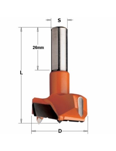 WIERTŁO PUSZKO HW+ ŁAM.WIÓR, D°40 L°57,5 S°10X26 LH 317C WIERTŁA PUSZKOWE KRÓTKIE S°10X26 L°57,5 Z ŁAMACZEM WIÓRA