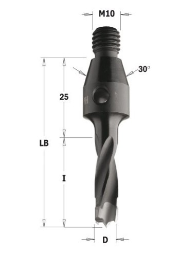 WIERTŁO NP GW-TRZP HW D°12, I°40 LB°65 S°M10/30O RH 341 | 342 | 343 WIERTŁA Z GWINTEM M10/30 BEZ L S