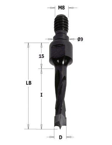 WIERTŁO NP GW-TRZPIEN HW D°5, I°30 LB°45 S°M8/9 RH 352 | 353 WIERTŁA Z GWINTEM M8/9 BEZ L S