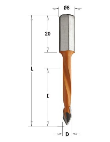 WIERTŁO P HW D°5, I°30 L°56 S°8X20 LH 367 WIERTŁA PRZELOTOWE KRÓTKIE S°8X20