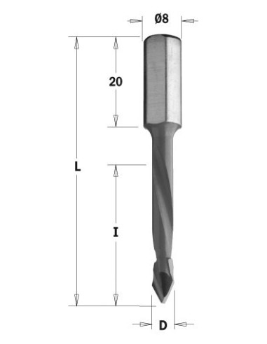 WIERTŁO P HW D°8, I°30 L°56 S°8X20 RH 367 WIERTŁA PRZELOTOWE KRÓTKIE S°8X20