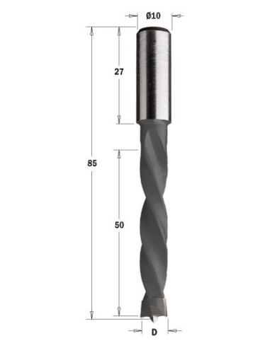 WIERTŁO HM D°7 I°50, L°85 S°10X27 RH 373 WIERTŁA NIEPRZELOTOWE DŁUGIE S°10X27 4 SPIRALE L°85