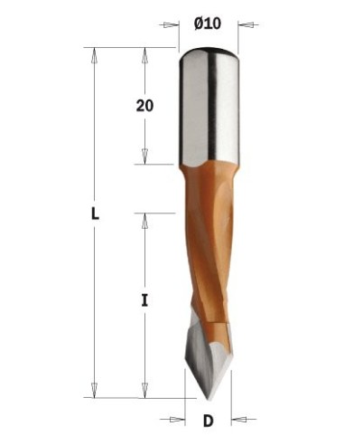 WIERTŁO P HW D°5 I°30, L°57,5 S°10X20 LH 374 WIERTŁA PRZELOTOWE KRÓTKIE S°10X20
