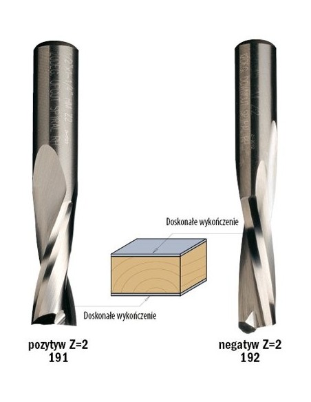 FREZ SPI. D°6 I°27 L°70 S°8, Z°2 OBR. WYK. - WIÓR W GÓRĘ FREZY SPIRALNE WYKAŃCZAJĄCE Z2 POZYTYW