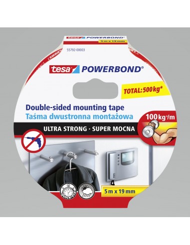 TAŚMA MONTAŻ.POWERBOND WEW.ZEW.5.0M19MM(S.MOC.<10KGNA10CM