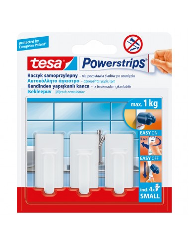 HACZYKI SAMOPRZYLEP.POWERSTRIPS 3 SZT.PROSTOKĄT.MAŁE,BIAŁE