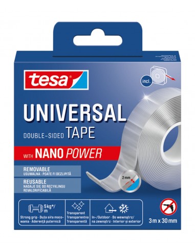 TAŚMA MONTAŻ.DWUSTR.NANO POWER 3M30MM TRANSPRENTNA