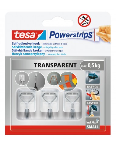 HACZYKI SAMOPRZYLEP.POWERSTRIPS 3 SZT.DRUCIANE TRANSPRENTNE