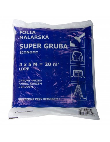 FOLIA BUDOWLANA LDPE 4*5M, EXTRA MOCNA(GRUB. OK.45 MIKROM)